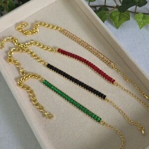 Gold Stainless Steel Bracelet with Crystal Baguette Stones